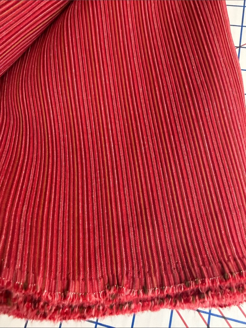 Vintage 1970s Ribbed Knit Fabric Rust/Red Stripe 3.5 Yards x 58” Heavy Stretch